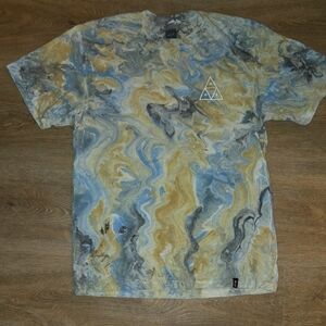 HUF Marble Tie-Dye Short Sleeve Tee in Blue & Tan